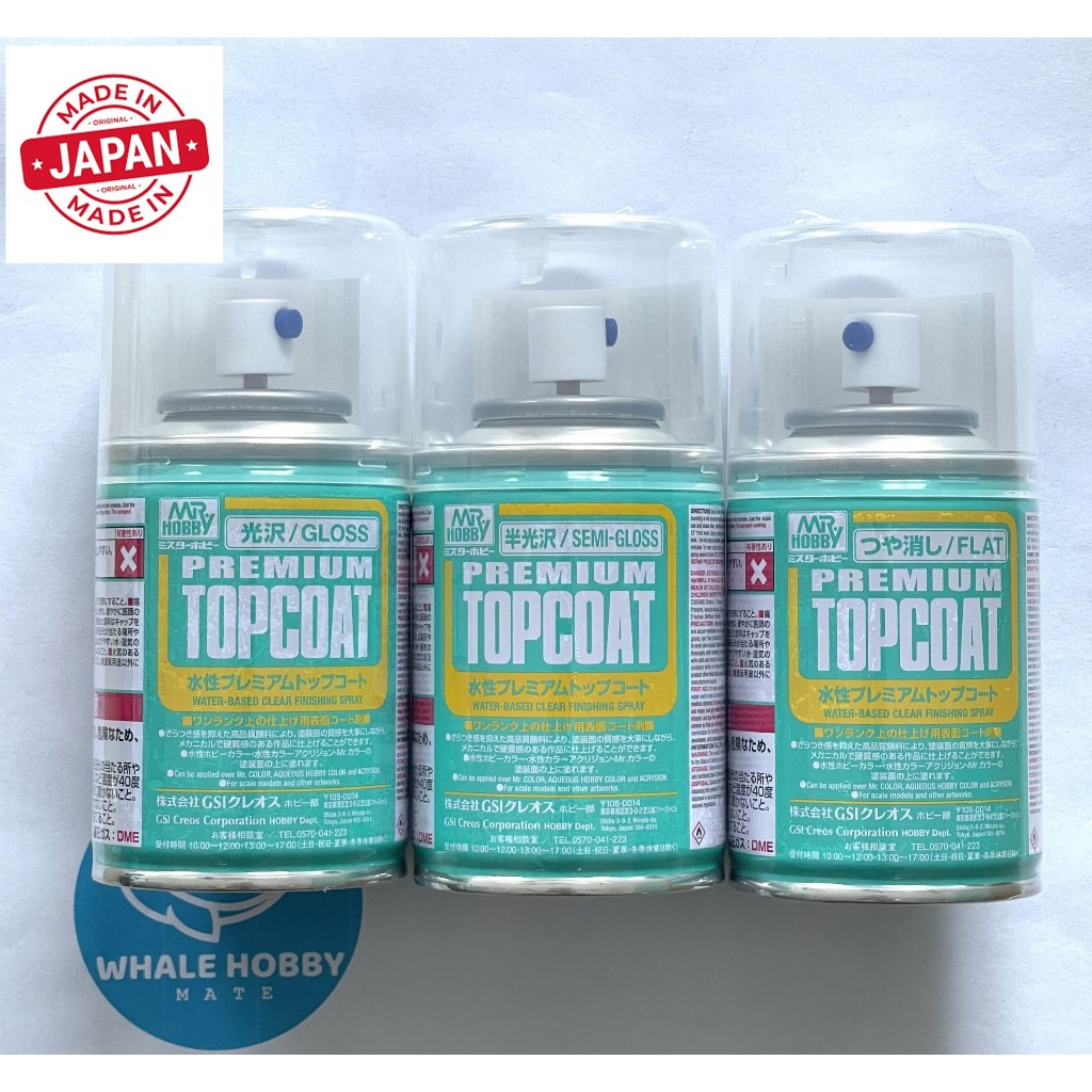 MR HOBBY PREMIUM TOPCOAT B601 (Bóng) B602 (Semi-Glossy Semi-Matte) B603 (Matte) 88ml. Bình xịt 601 6