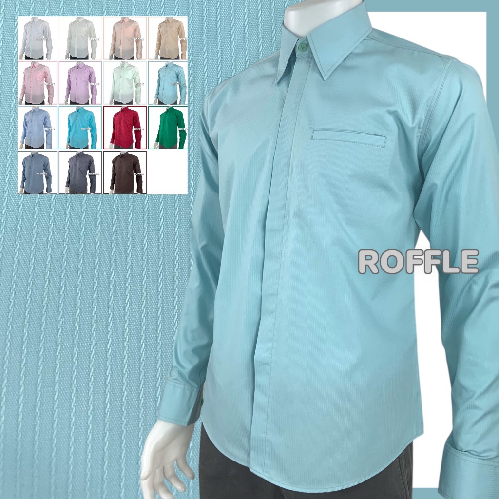 Áo sơ mi có cổ Vải DOBBY Túi đục lỗ ẩn Slim Fit dài tay [DOBBY 2 miếng]