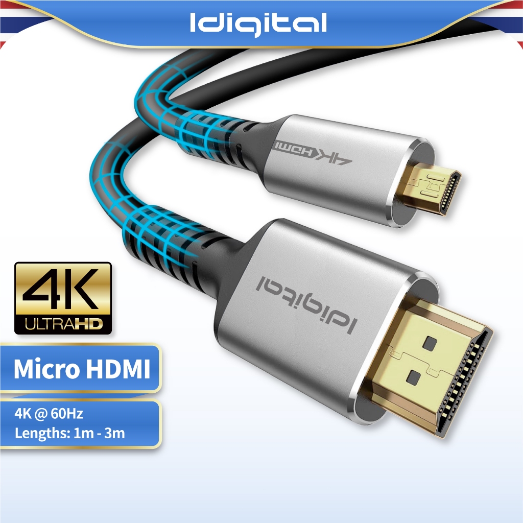 Idigital Micro HDMI sang cáp 4K 60Hz 2K 144Hz 1080p 240Hz 1m-3m cho máy ảnh GoPro DV v.v.
