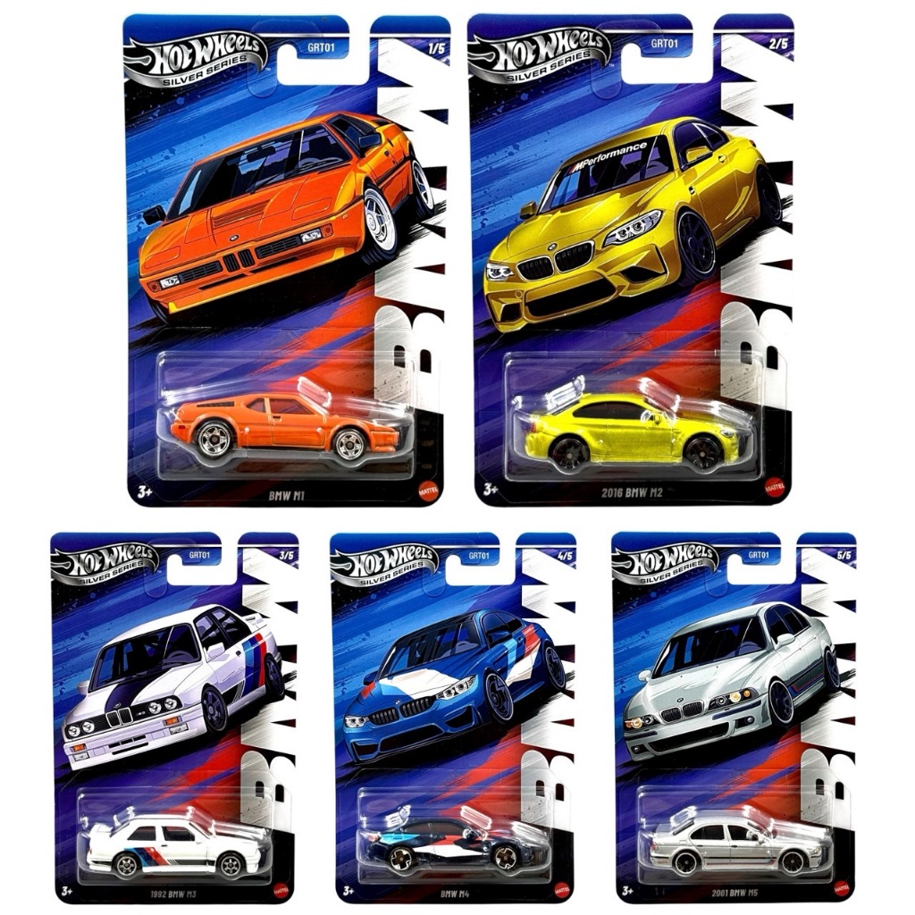 Hotwheels | Bộ BMW (BMW M1 M2 M3 M4 M5) tỷ lệ 1: 64