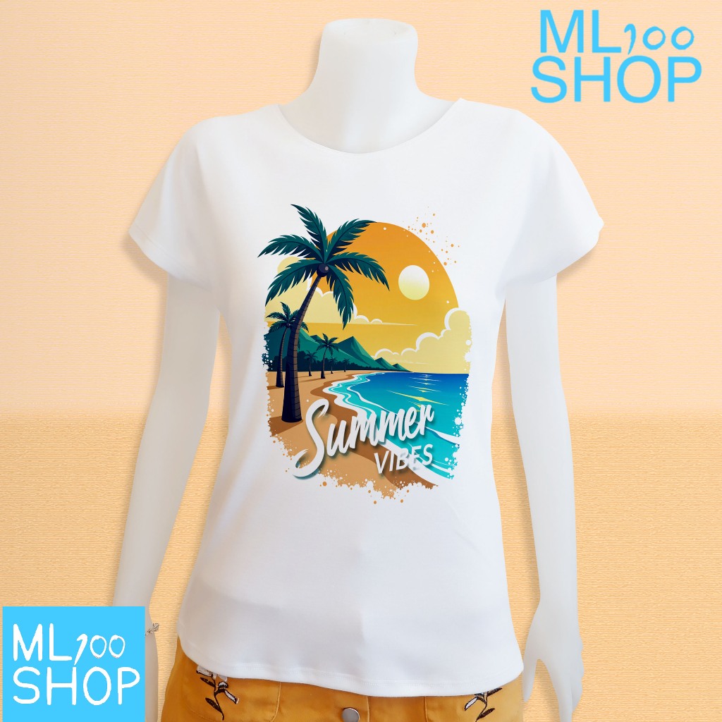 Áo thun Vibes mùa hè Vải TK in trên-ML100SHOP (Cổ)