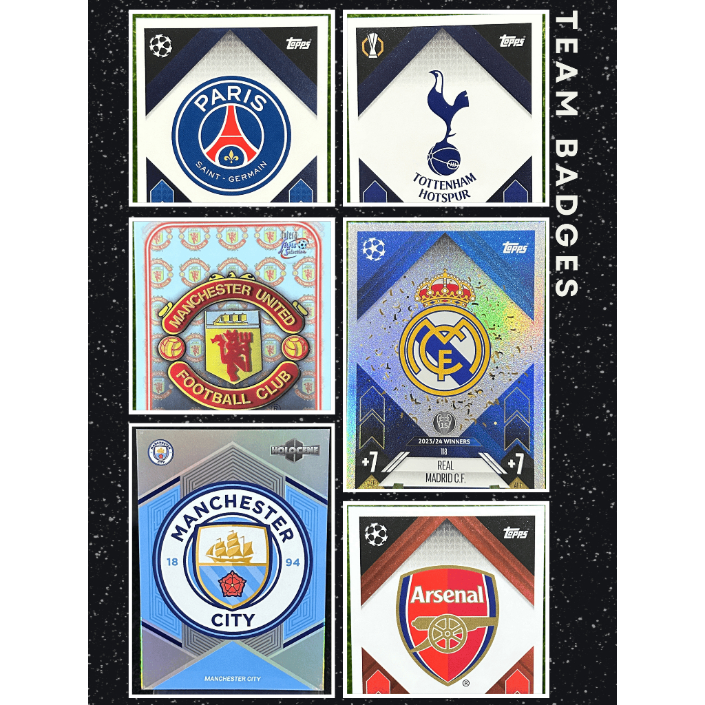 BỘ BADGES: Man City, Real Madrid, PSG, Arsenal, Man Utd, Tottenham