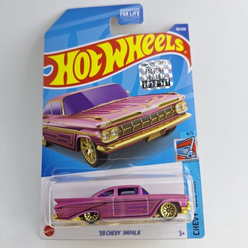 Hotwheels 59 CHEVY IMPALA Xe kim loại màu tím nhà máy niêm phong 2022 (ib08)