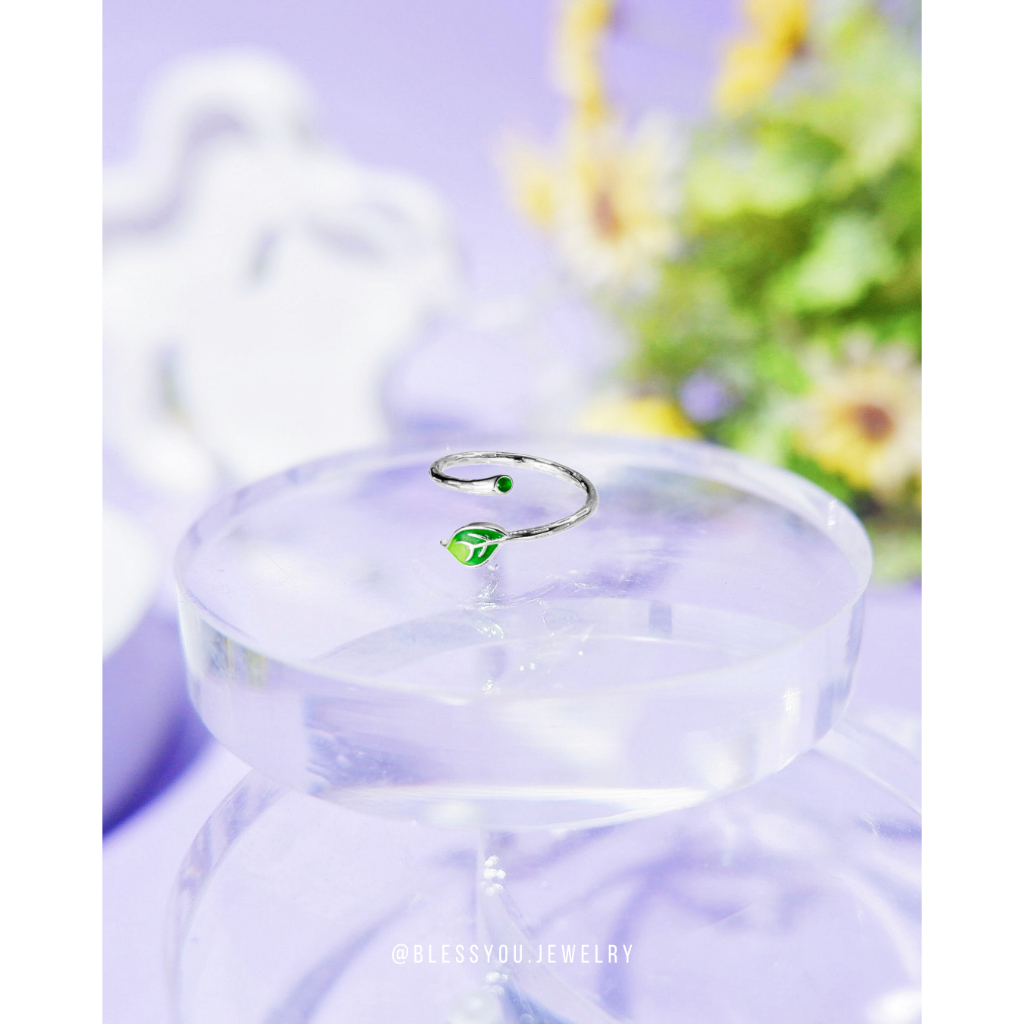 Blessyou l FR04 Nhẫn Lá Tình Yêu Nở Hoa Sạc Lại Giấc Mơ Của Bạn Thu Hút Sức Mạnh May Mắn Đảm Bảo 92,
