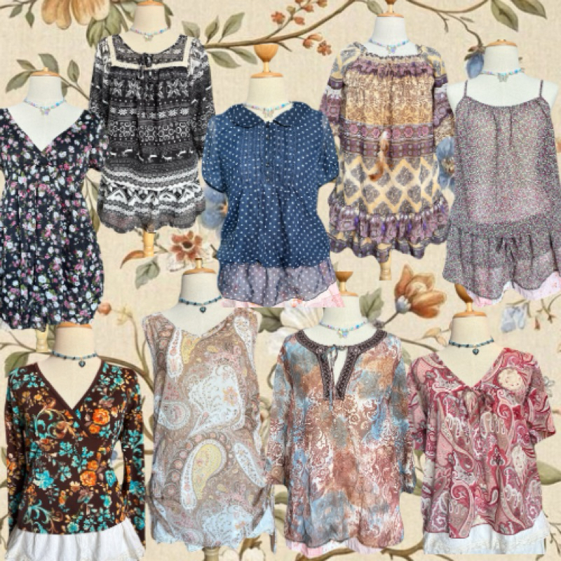 Áo sơ mi phong cách cổ tích Bohemian sawako