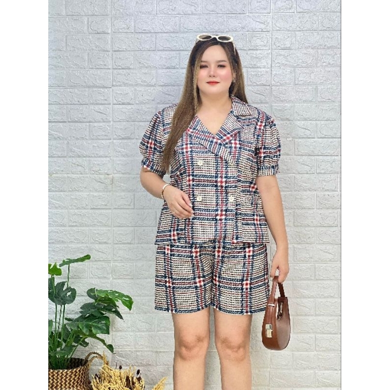 Miss M.A.Closet Plus Size Bộ Nữ 2 Miếng Áo Sơ Mi & Quần Short Thời Trang Quần Dài 18 Inch Clothingla