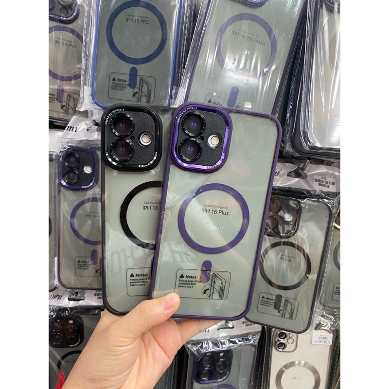 Ốp Lưng Có Gói Sạc Matte Back Color Edge Cho 16 16 16pro 16pro Max 16plus fo i15 i11 i15pro i15proma