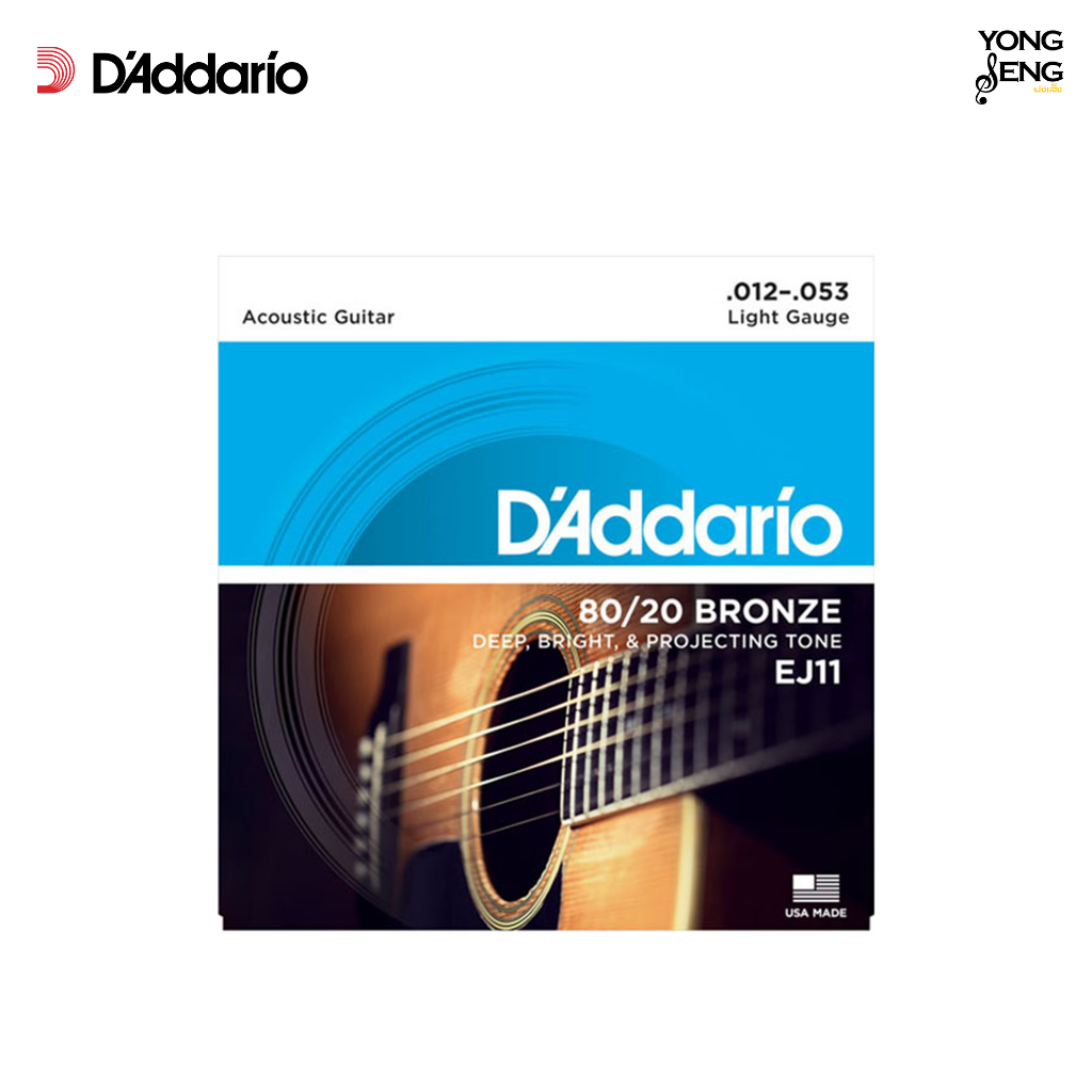 Dây đàn Guitar Acoustic D 'ADDARIO 80 / 20 Số đồng 12 Light EJ11 (12-53) (Nhạc Yong Seng)