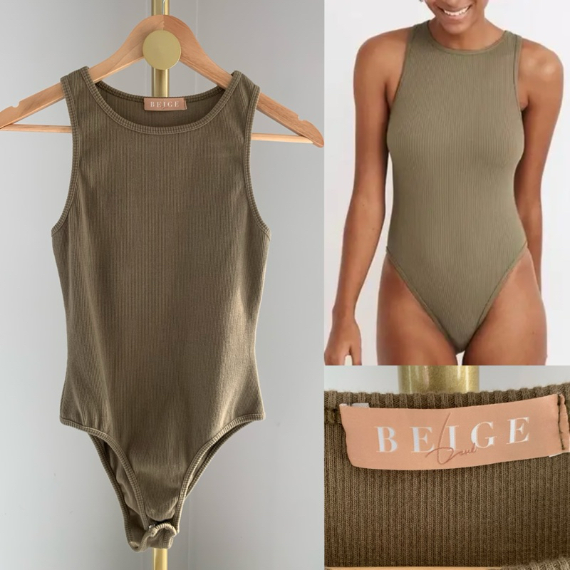BEIGE Mini Mall Màu Nâu Body Tank Top Không Mỏng Vải Dày Một Cấp Hình Dạng Đẹp