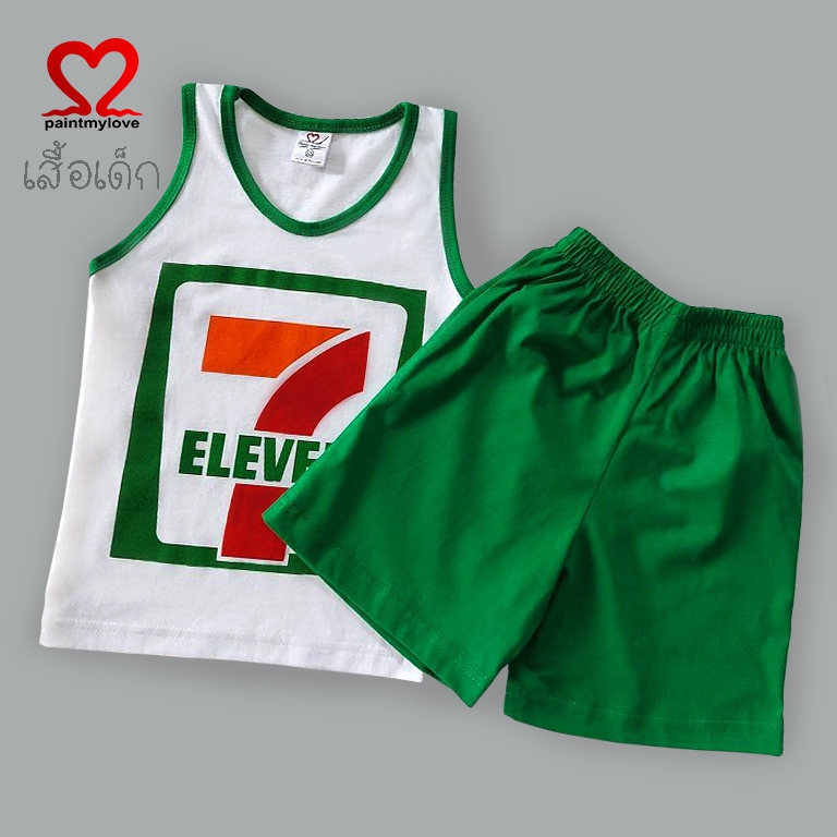 Bộ áo bình xăng trẻ em Paintmylove có quần 7eleven McDonald 's Logo In 1 Vải Cotton Thích hợp cho cả