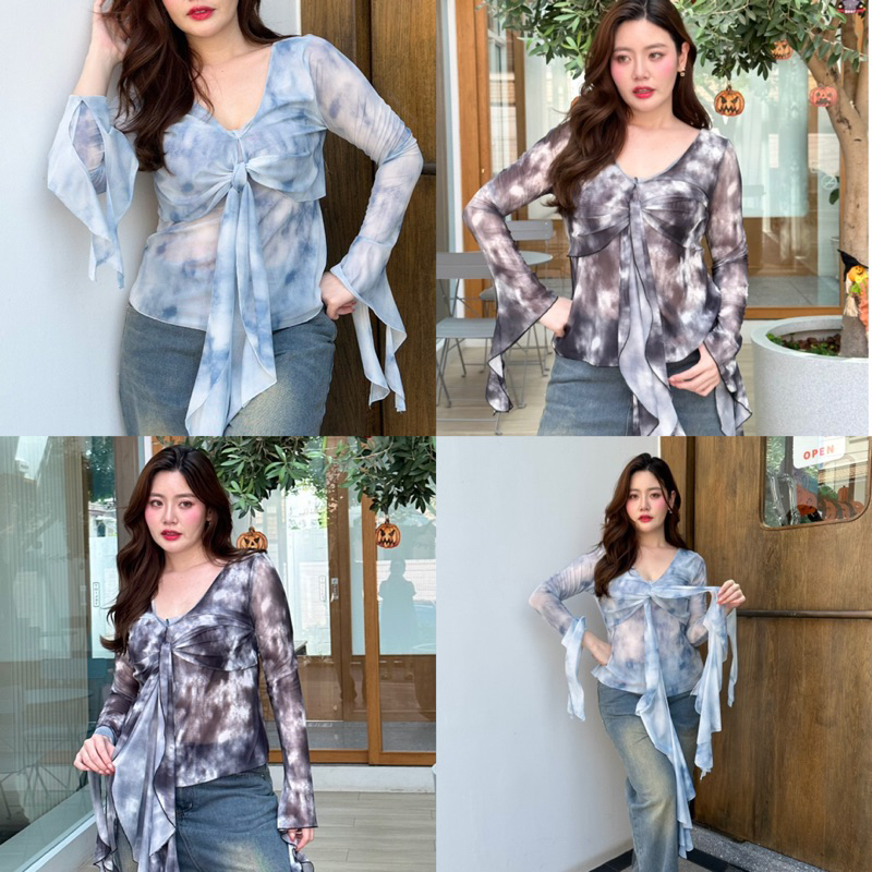 Ashley Top ️ Áo sơ mi xuyên thấu dài tay siêu mát mẻ