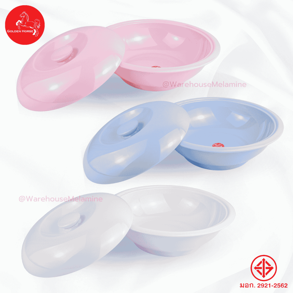 Bình cơm Melamine có nắp 10 inch Có Tis. (Trắng / Xanh / Hồng)