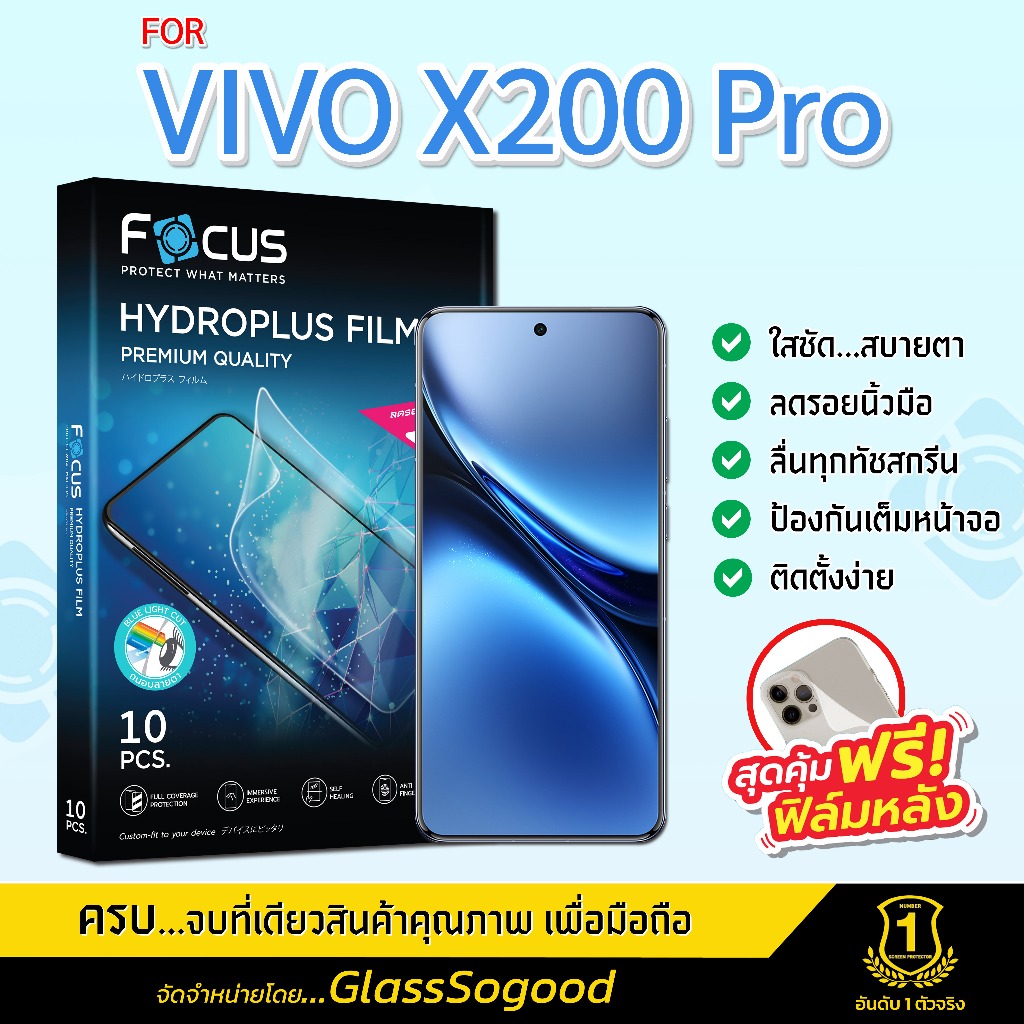 Phim Focus Hydro Plus cho VIVO X200 Pro có Kevlar ở mặt sau của máy