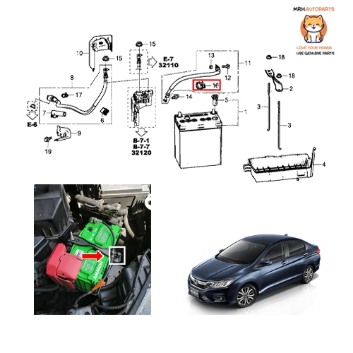 1 Kẹp Khóa Cáp Đất Pin Honda City 2014-2019 GM6 Chính Hãng