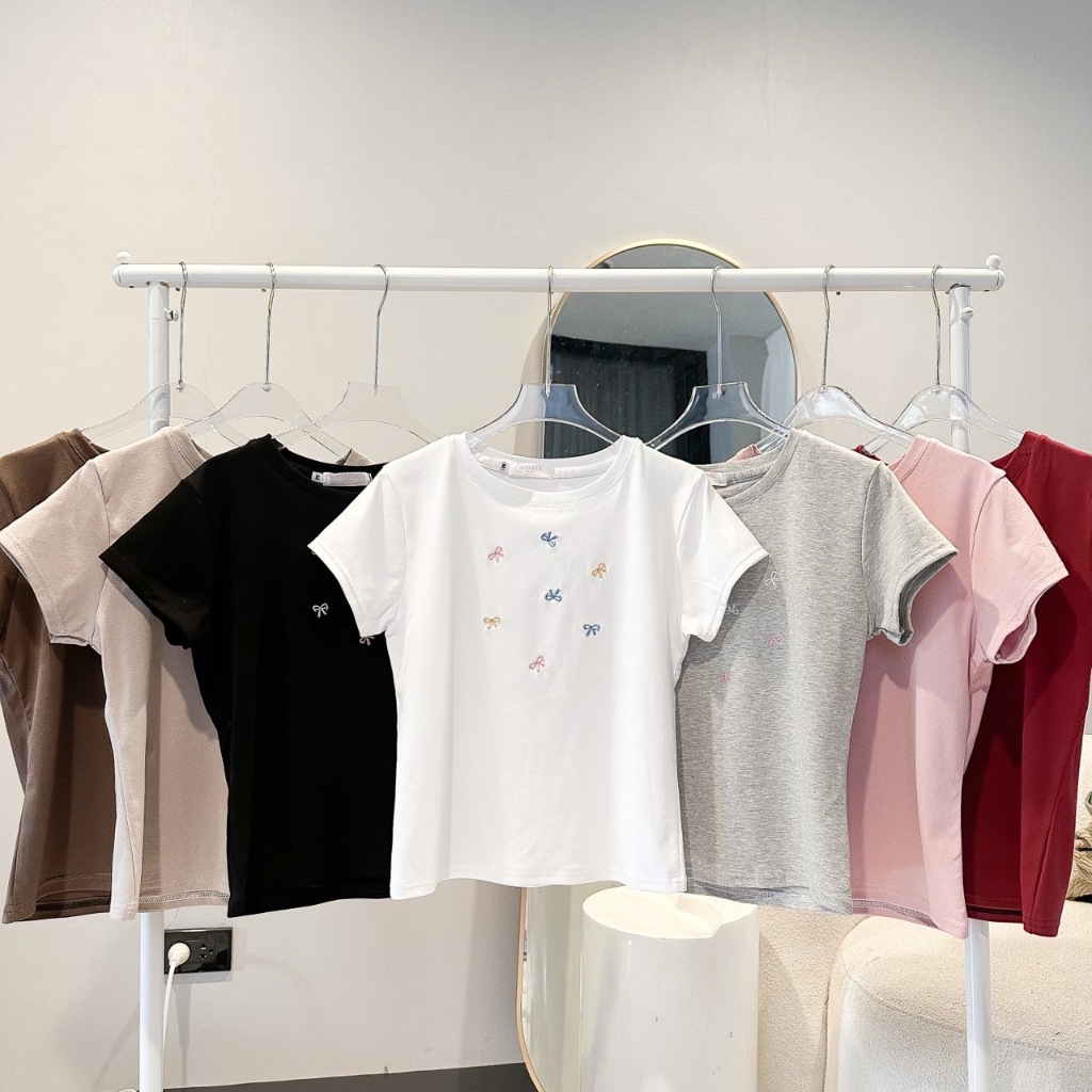 Áo thun RIBBON Slim-Fit nhiều màu thêu nơ