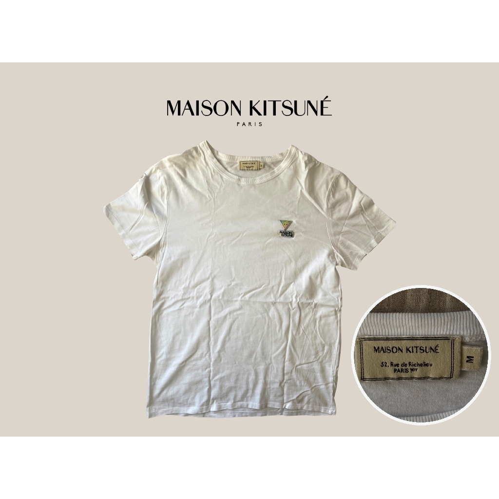 Áo thun cổ tròn Maison Kitsune Mặt cáo nhọn trắng