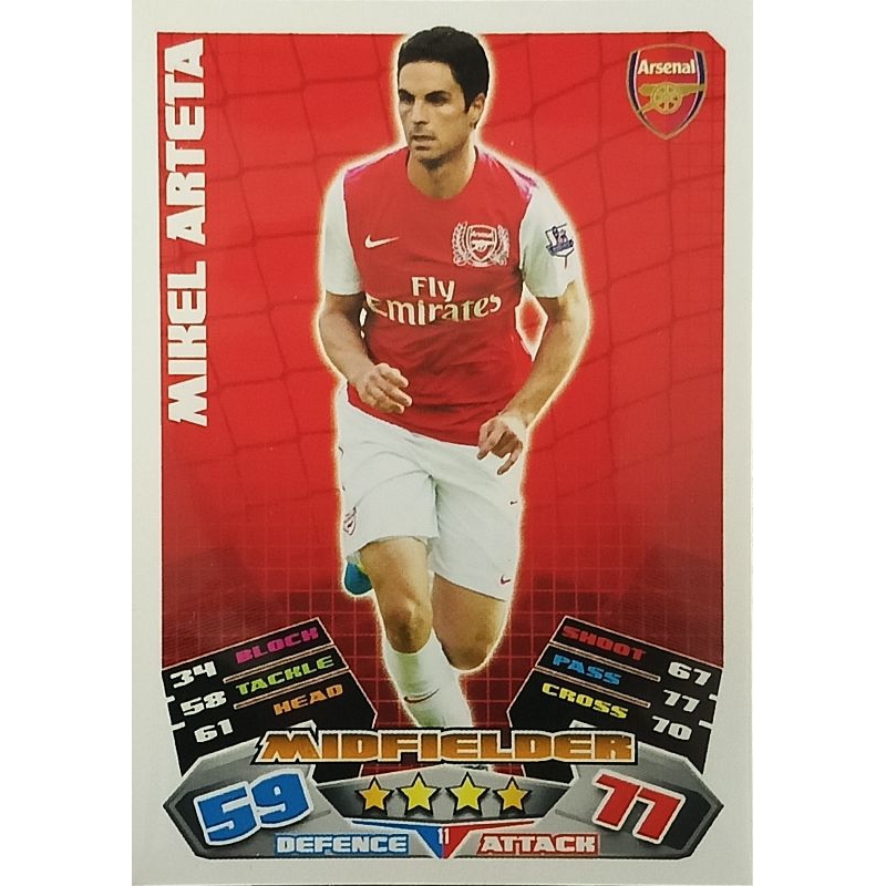 Mikel Arteta (Huấn luyện viên) Thẻ giao dịch bóng đá Arsenal 2011 / 2012 Trận Attax