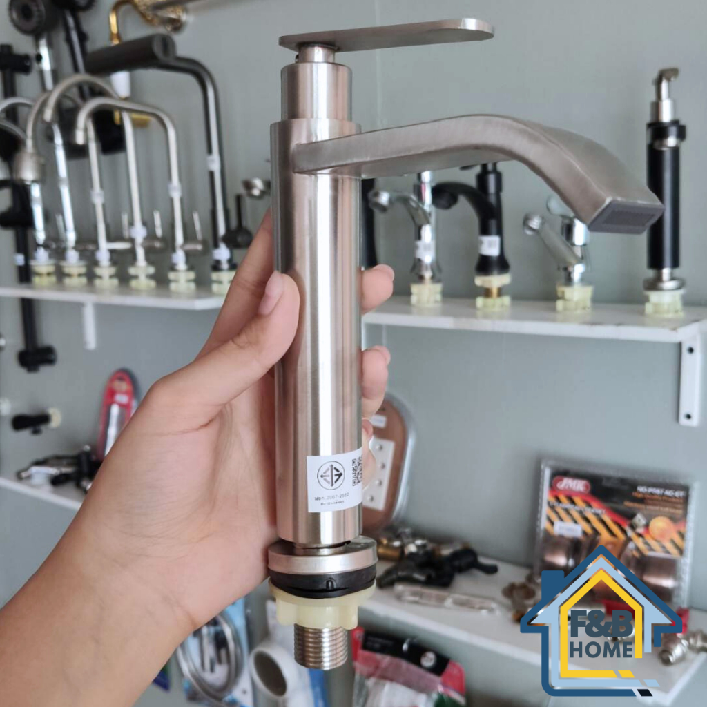 F & BHome Thiết Kế Hiện Đại Vòi Chậu Rửa Chất Liệu Inox 304 Cực Dài Miệng Dẹt Thông Qua Tis Standard