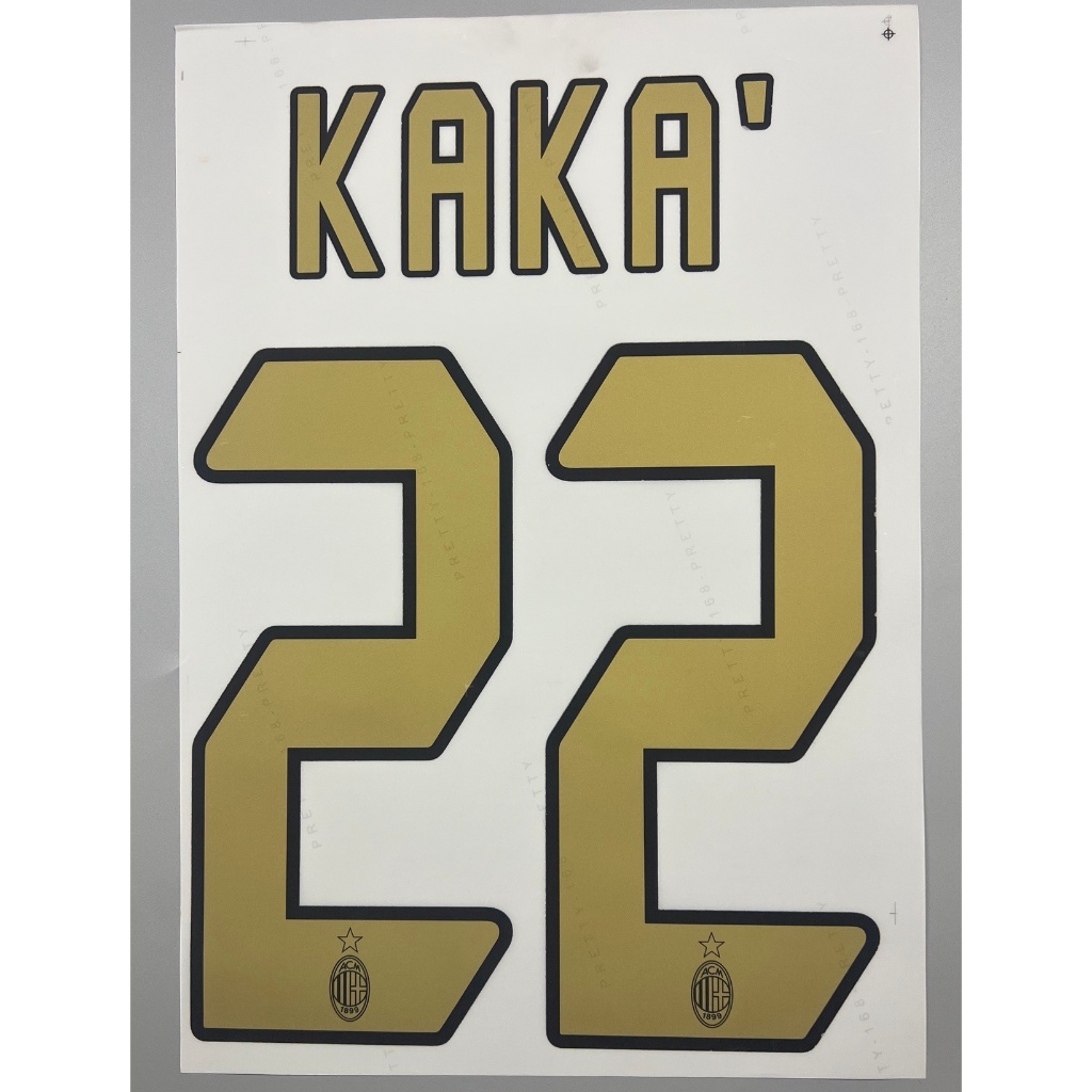 Số Tên Áo Bóng Đá Retro Flake AC Milan 2006 Home Gold 22 KAKA