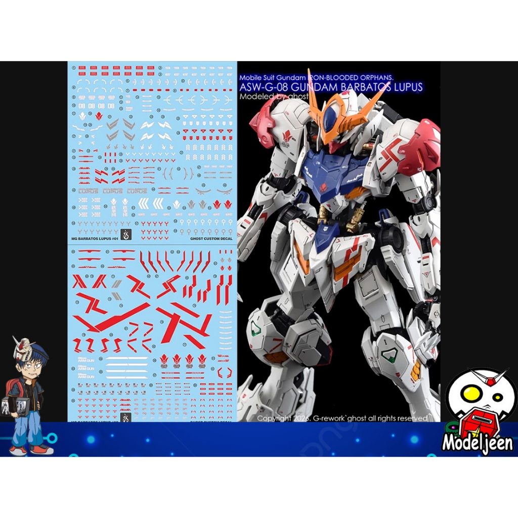 Decal nước 255 MG1 / 100 Gundam Barbatos Lupus