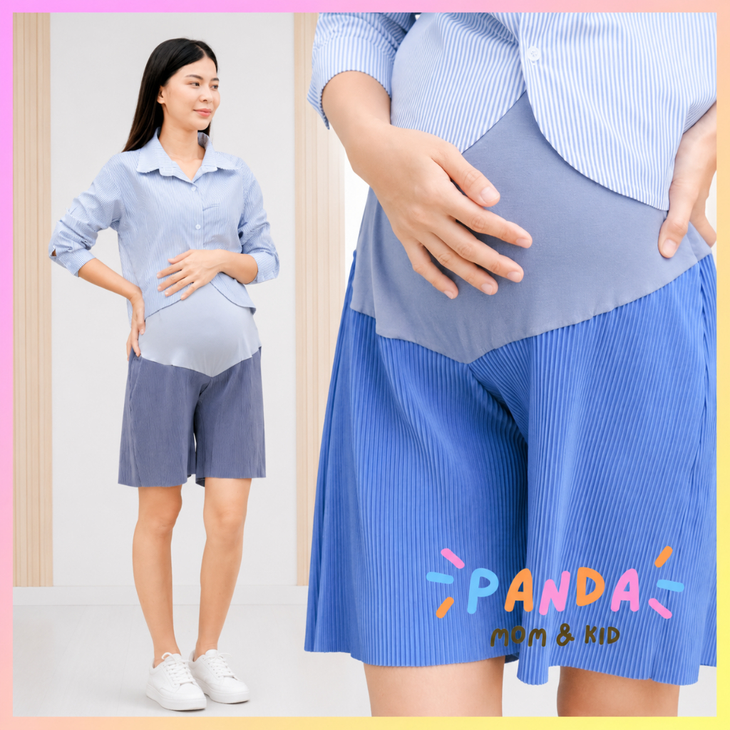 Quần bà bầu PANDA Quần short xếp ly
