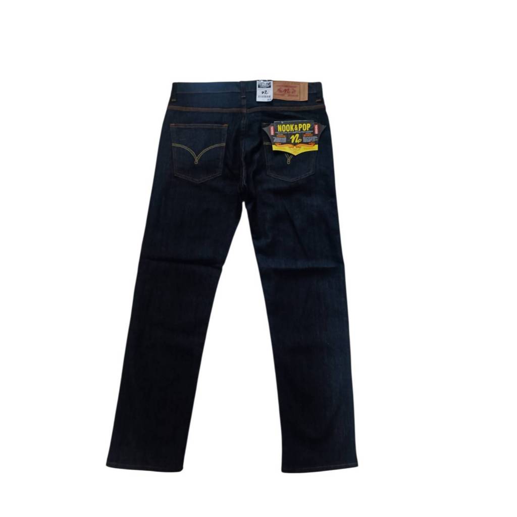 Quần Jean Nam NP Chân Thùng Nhỏ Co Giãn Nút Vải Mục Tiêu (2 Màu: Hải Quân / Nửa Đêm) Size 28-36