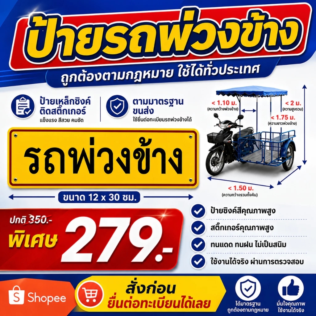 Biển hiệu Trailer bên 12x30 Cm. Tiêu chuẩn vận chuyển kẽm
