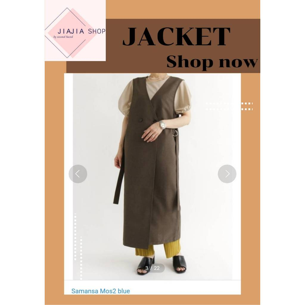 Đầm Vest dài Samansa Mos2 nút hai nút màu xanh (Tình trạng mới được chọn lọc tay thứ hai)