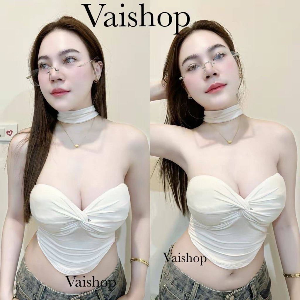 Crop Top Có Dây Cổ Tis Foam Đệm LB02 vai shop