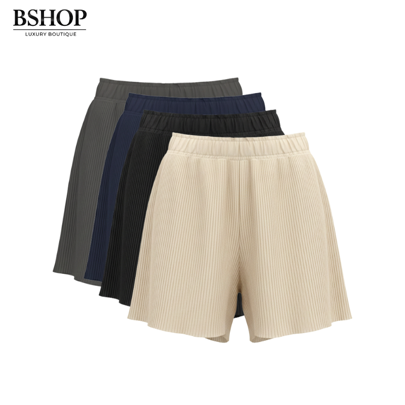 Quần Short Xếp Ly Với 3 / 4 Quần loe lưng thun Vải Chảy Đẹp Thời Trang Hàn Quốc | BSHOP