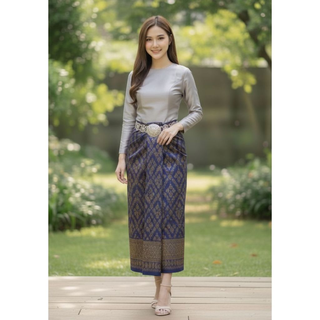 Thắt lưng bạc họa tiết cổ Thái Lan Dangle cho nữ và vũ công nhẹ [Mã KKO]
