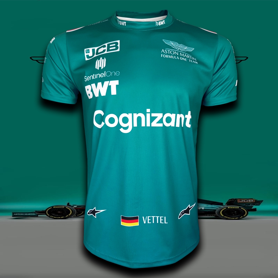 Áo thun cổ tròn Formulawan ASTON MARTIN Áo sơ mi đội FM0032 Sebastian Vettel Model Size S-5XL