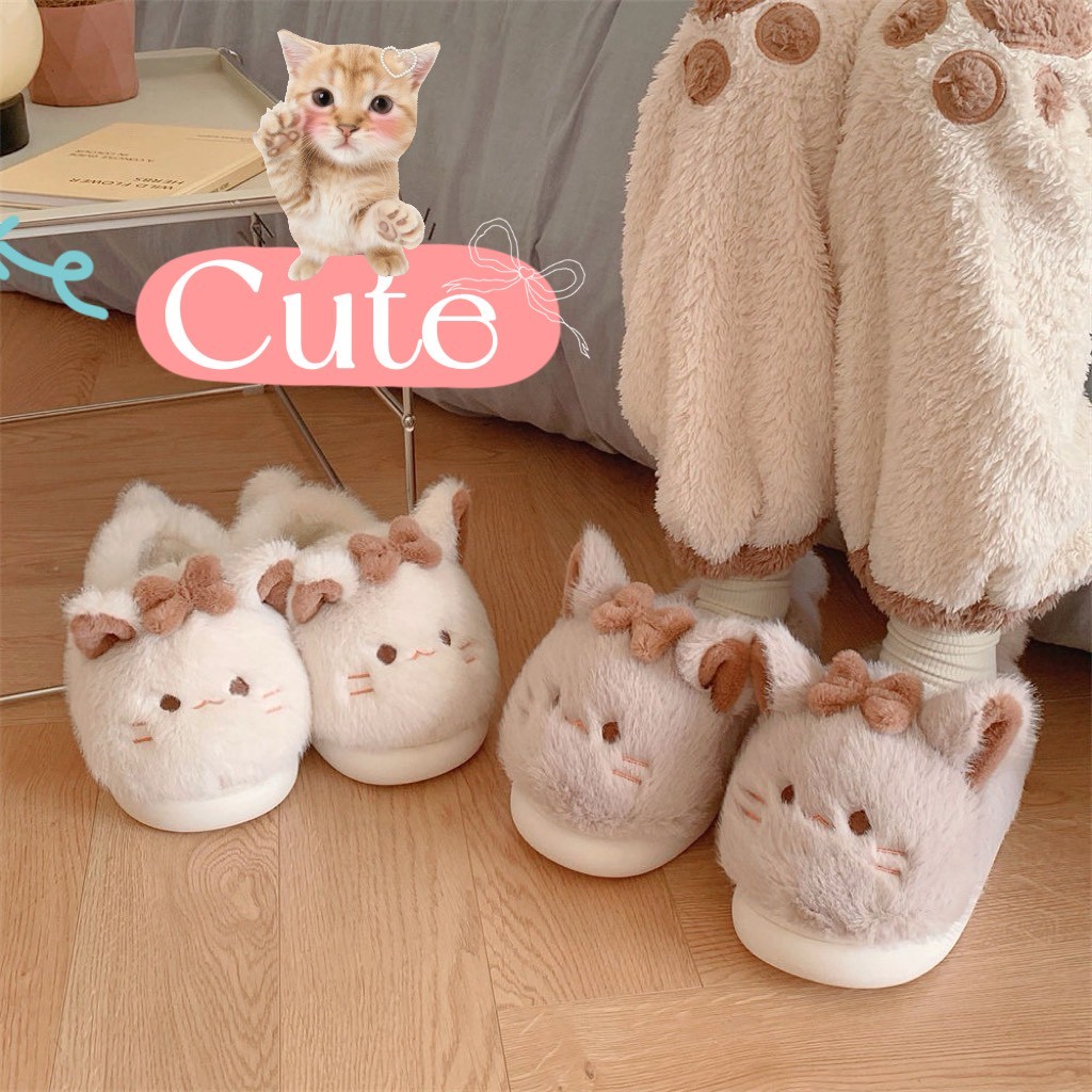 (Clothingster.store) Dép Lót Mềm Pinky Latte Model Pink-Brown Cat House Shoes
