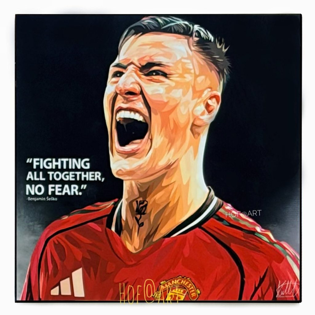 Benjamin Sesko Manchester United Quỷ đỏ​Dính​Tường​ Nghệ thuật pop bóng đá​ Khung ảnh bóng đá​​