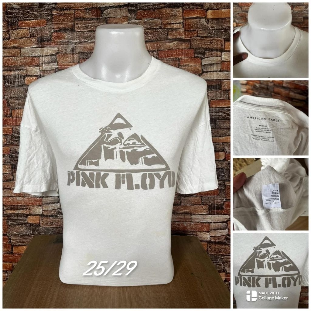 Áo thun họa tiết Pink Floyd Rock Band cổ điển Mercari White được thiết kế trên áo sơ mi với thiết kế
