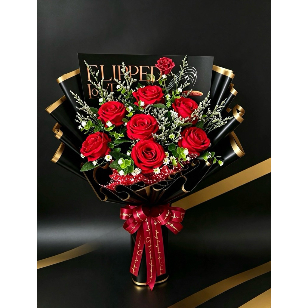Bó hoa hồng nhung FLIPPED LoVE (Dành cho mọi lễ hội)