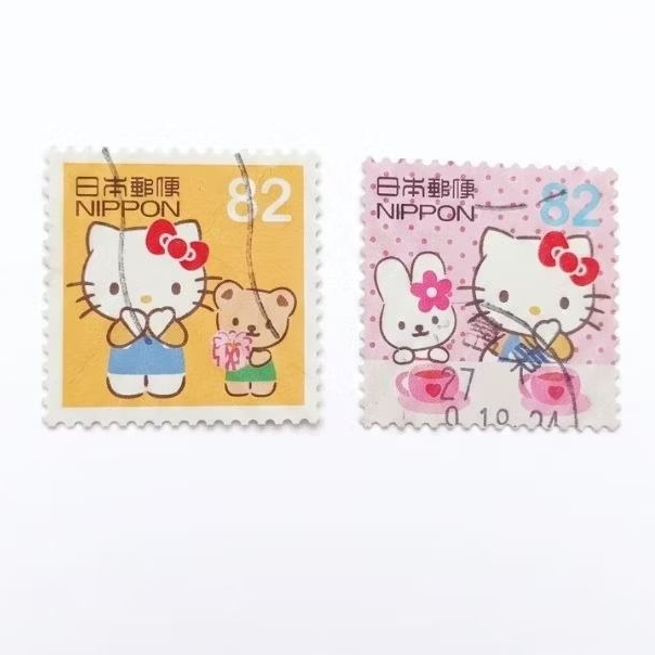 ​Tem Nhật Bản Hello Kitty 82 Yen Authentic Japan Post (Bộ 2) Tình trạng đã qua sử dụng Bộ sưu tập Sa