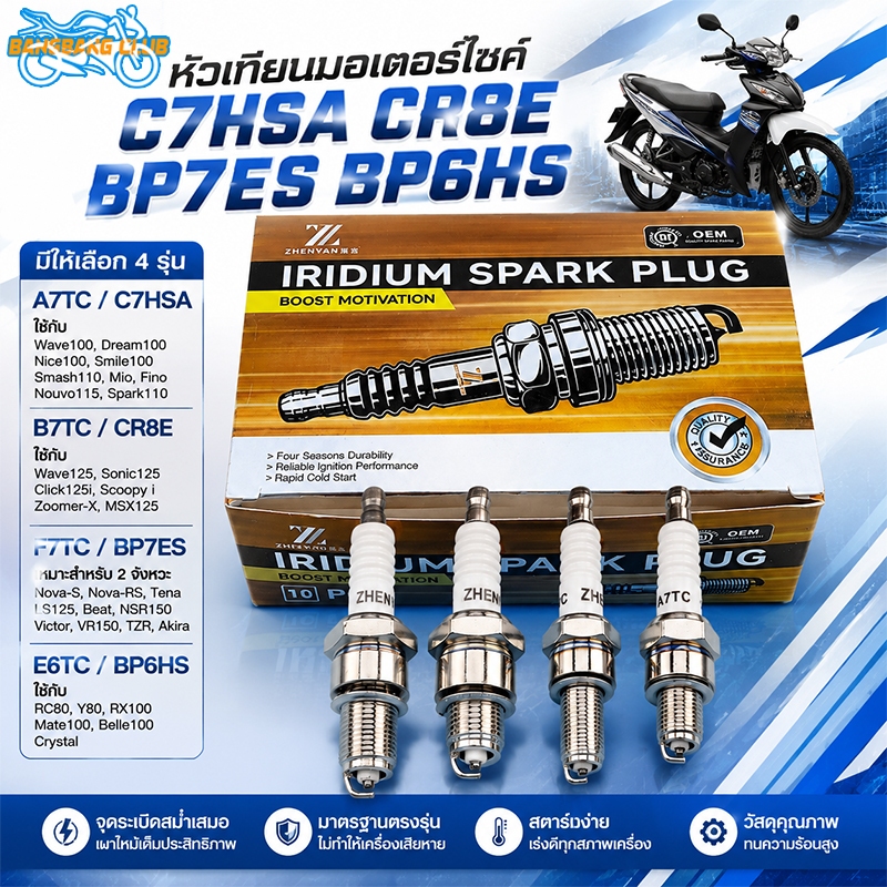 Xe Máy Bugi C7HSA CR8E BP7HS BP6HS Wave Dream Mio Click Scoopy Sonic Nova Điểm Đánh Lửa Tốt Máy Đi B