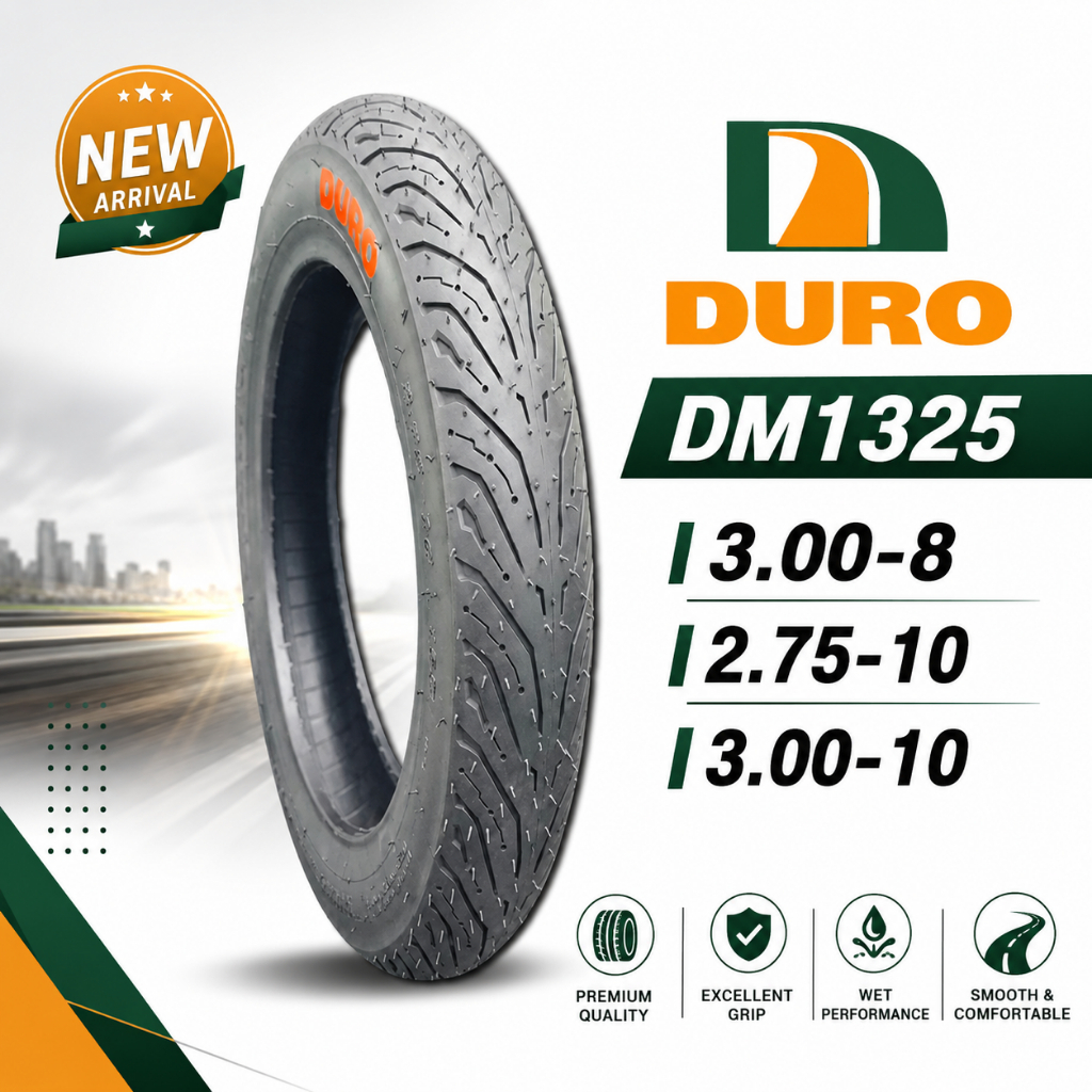 Lốp xe đạp điện / Xe máy Kích thước 3.00-8 2.75-10 3.00-10 Model DM1325 TL Loại DURO Thương hiệu
