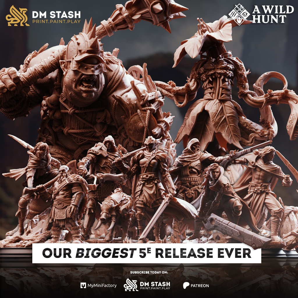 DnD Miniature I A Wild Hunt-Game Board Model (Nhựa không sơn) Đế 1-2 inch