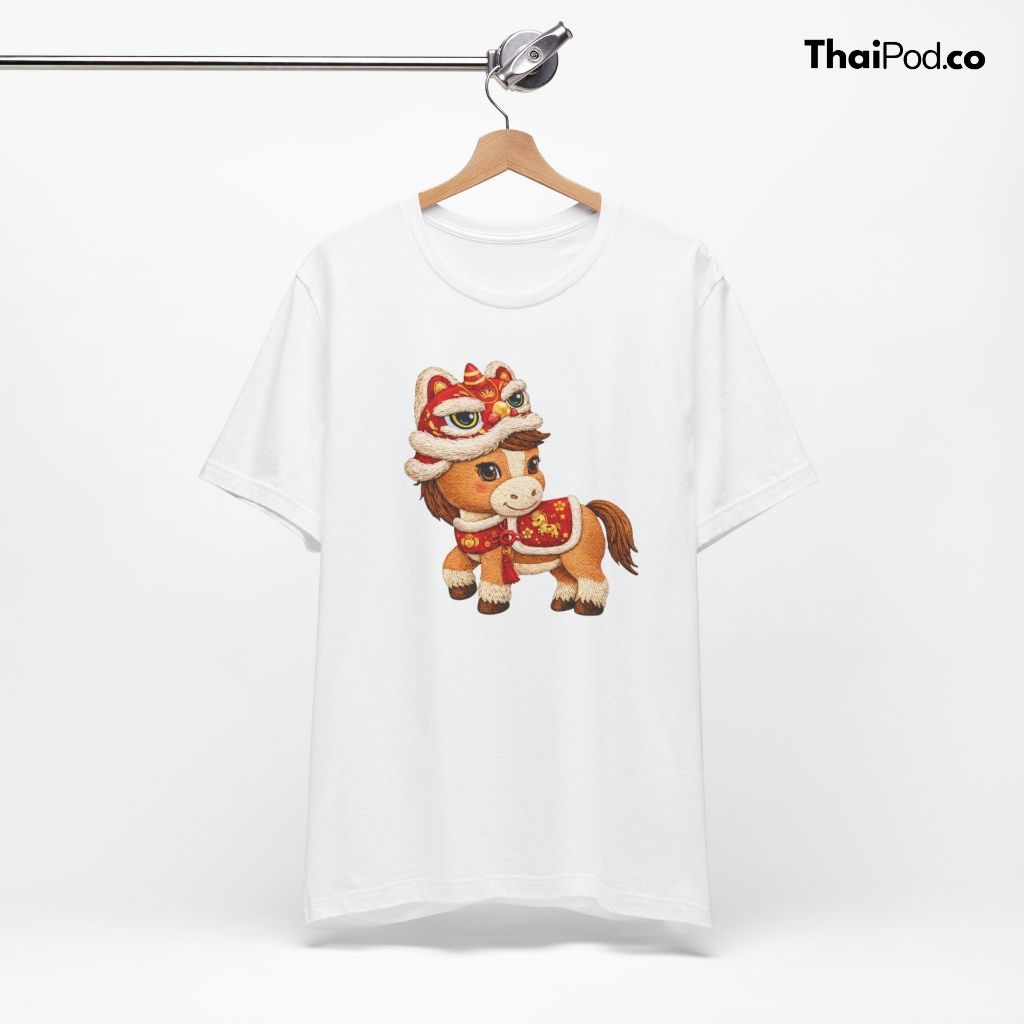 PINN SHOP Áo thun may mắn Little Horse Dance Lion có thể được mặc bởi cả gia đình.
