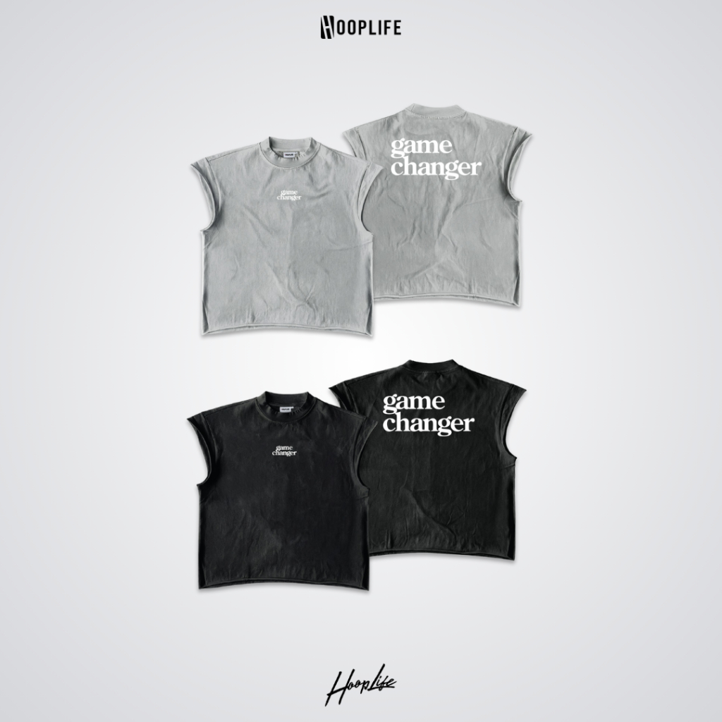 Áo thun thời trang Phong cách đường phố HoopLife "Game Changer" Fade Vintage Raw Tank