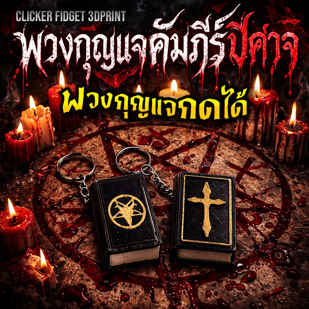 Clicker Móc Khóa Demon Bible Fantasy Fidget 3DPrint Mang Theo Trong Túi Mát