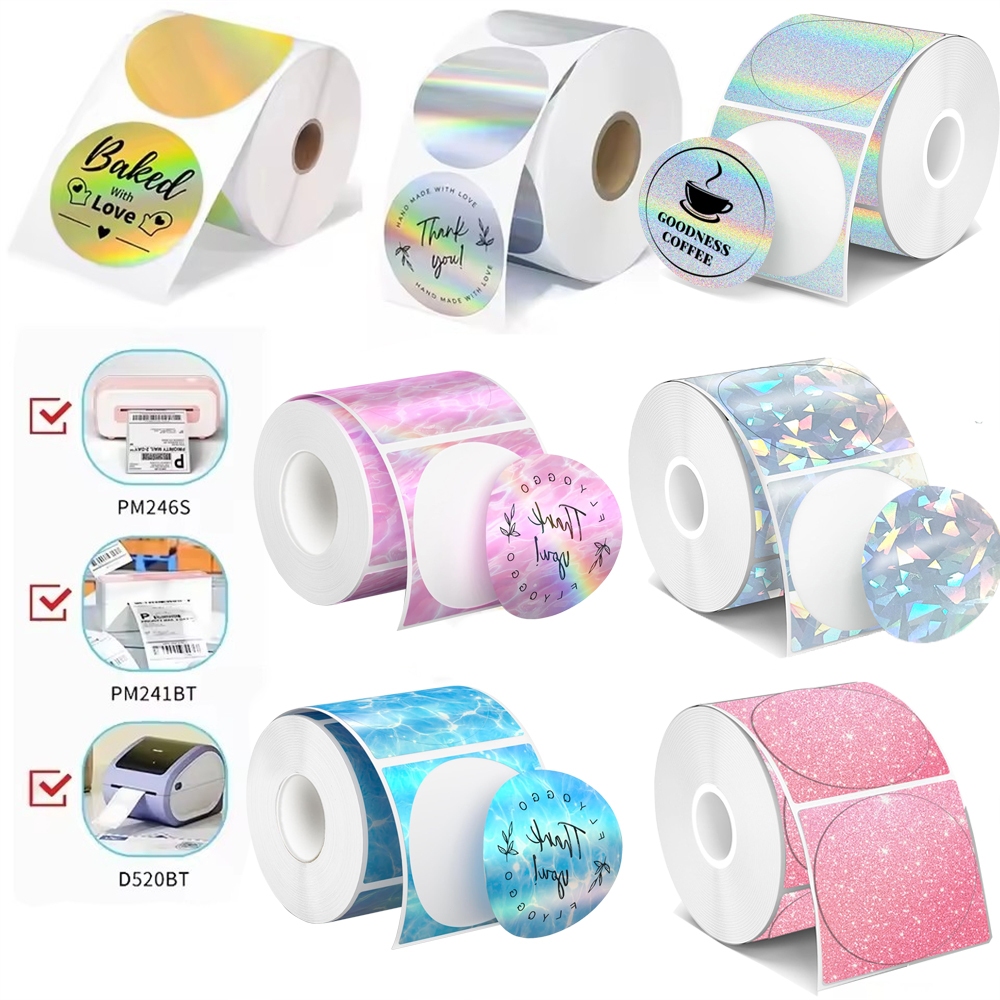 400 / 500 Chiếc Tròn Nhiệt Miếng Dán Nhãn Giấy Thiền Tặng Miếng Dán Trường Địa Chỉ Cho Phomemo 241BT