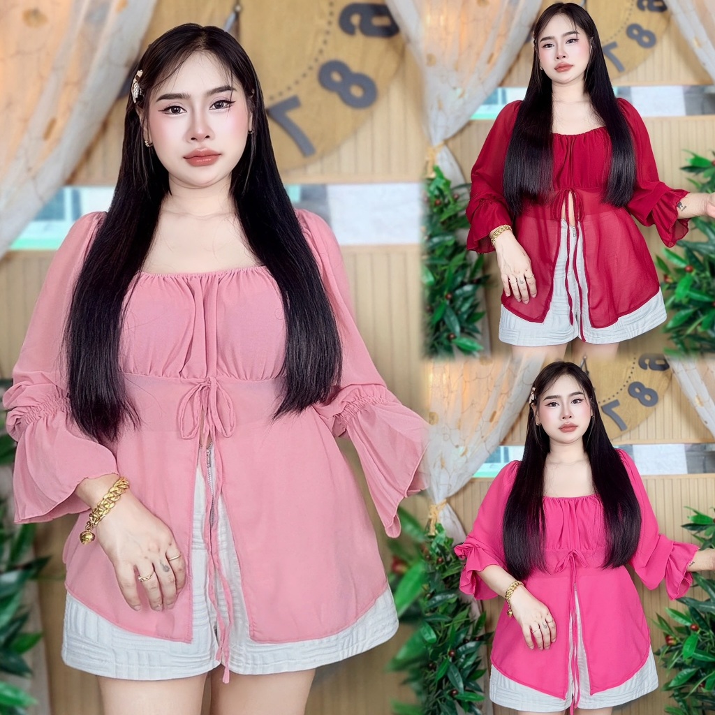 Áo Sơ Mi Nữ Plus Size * * Shop Mother Pen Fashion Bust 38-44 Chiều Dài 23 Phong Cách Dễ Thương Vải V