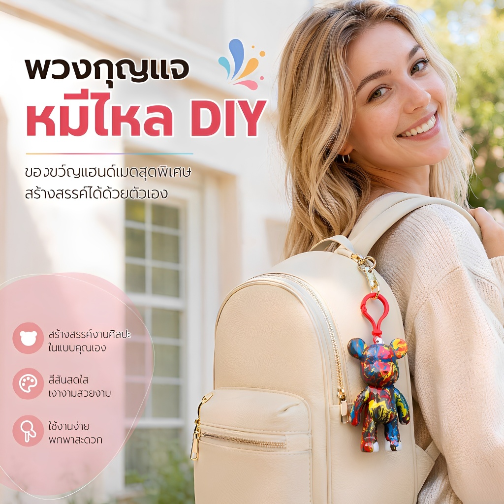 Móc khóa gấu DIY One Piece In The World Coloring Custom Design