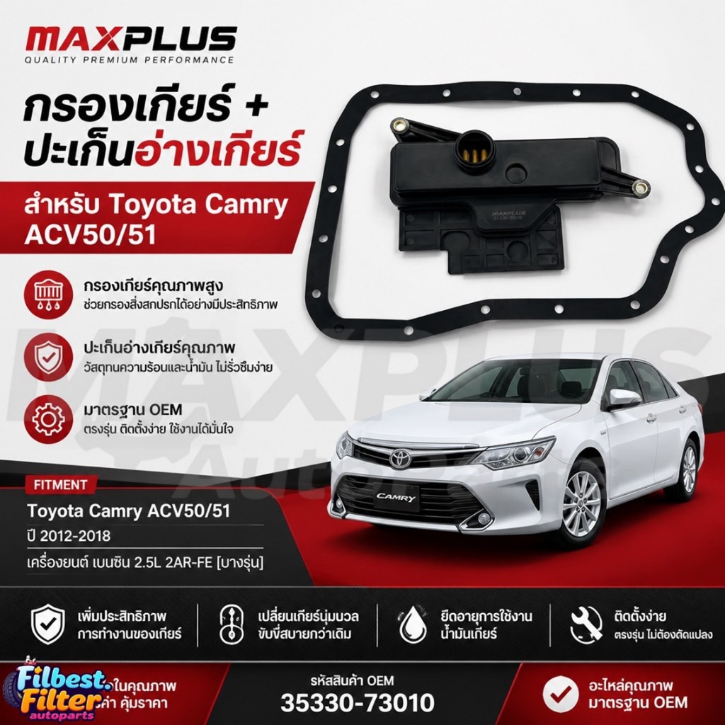 Bộ Lọc Bánh Răng + Nắp Gioăng Cho Xe Toyota Camry ACV50 / 51 Năm 2012-2018 Động Cơ Xăng 2.5L 2AR-FE 