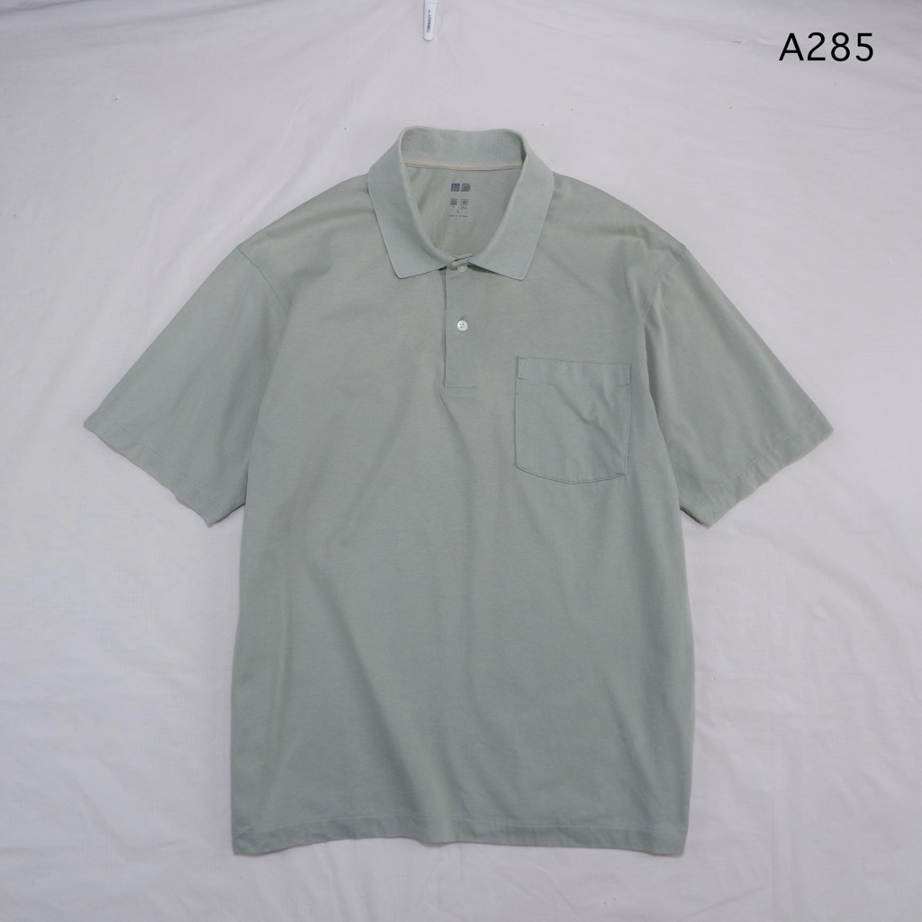 A285 Áo Sơ Mi Polo Nam Uniqlo AIRism Vải Màu Matcha Size L Inch