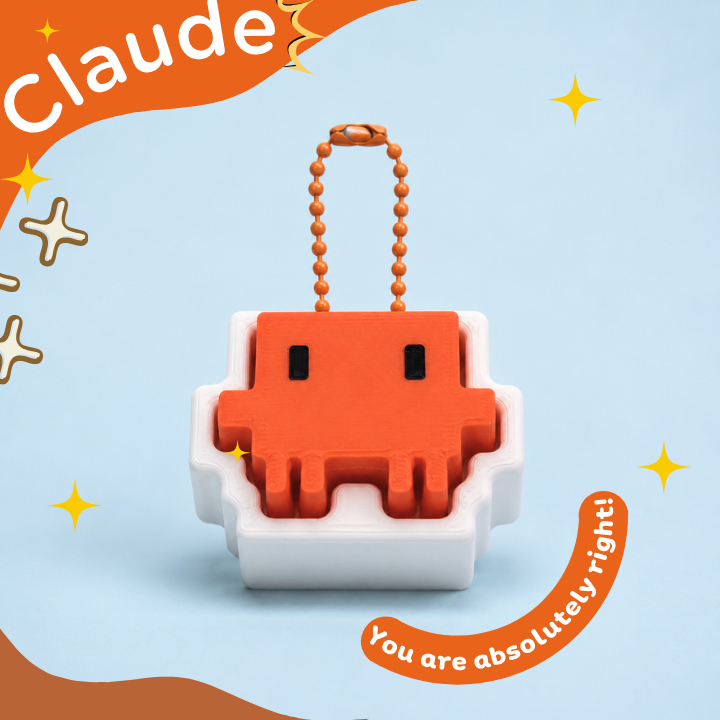 Clicker Claude Orange Pixel Cua Fidget Toy Móc khóa AI Lập trình viên