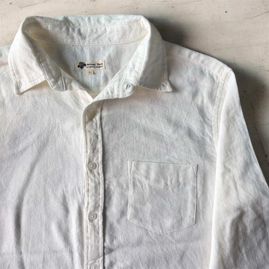 Áo sơ mi trắng kem Cotton1 Natural Story